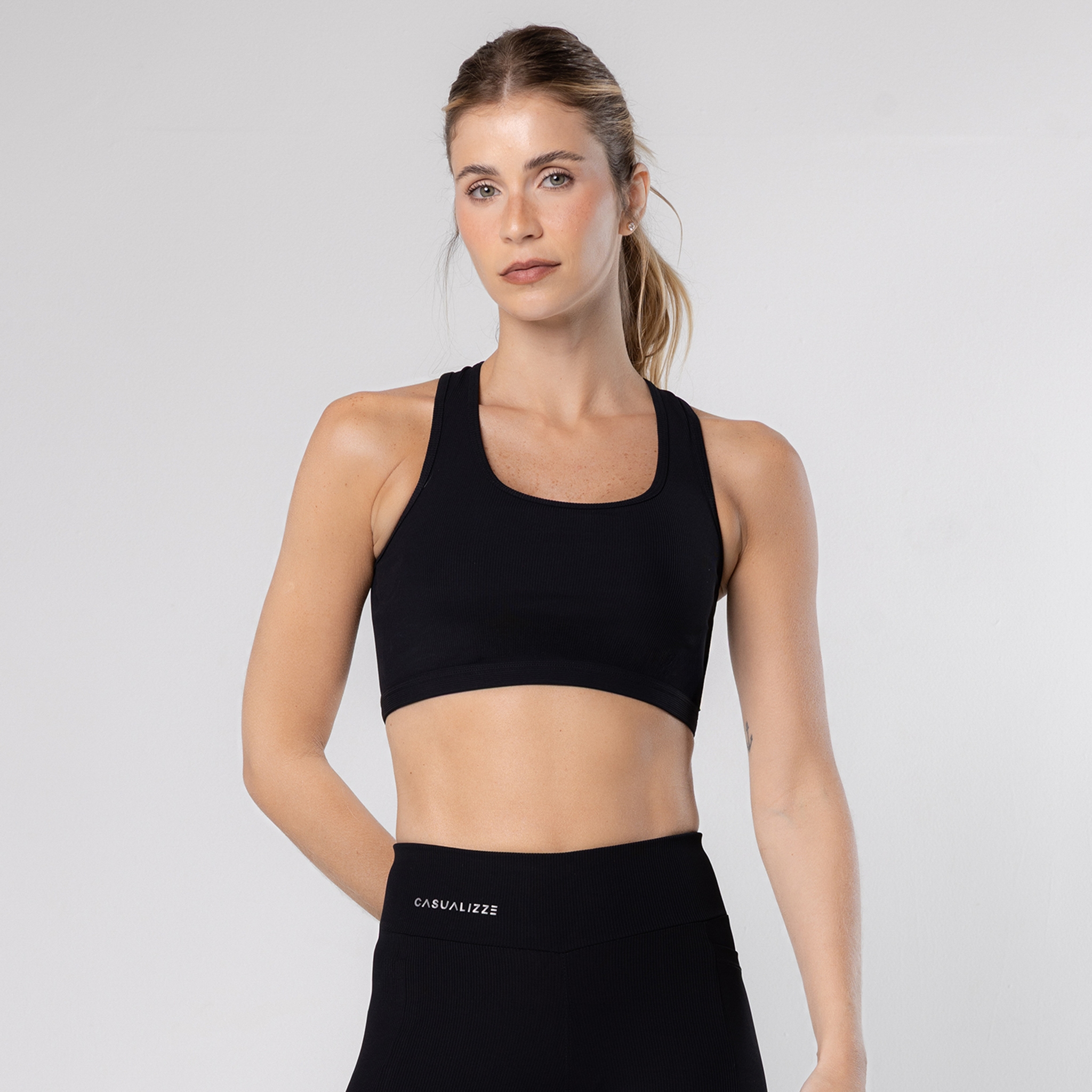Top Feminino Academia Bolso Nadador Corrida