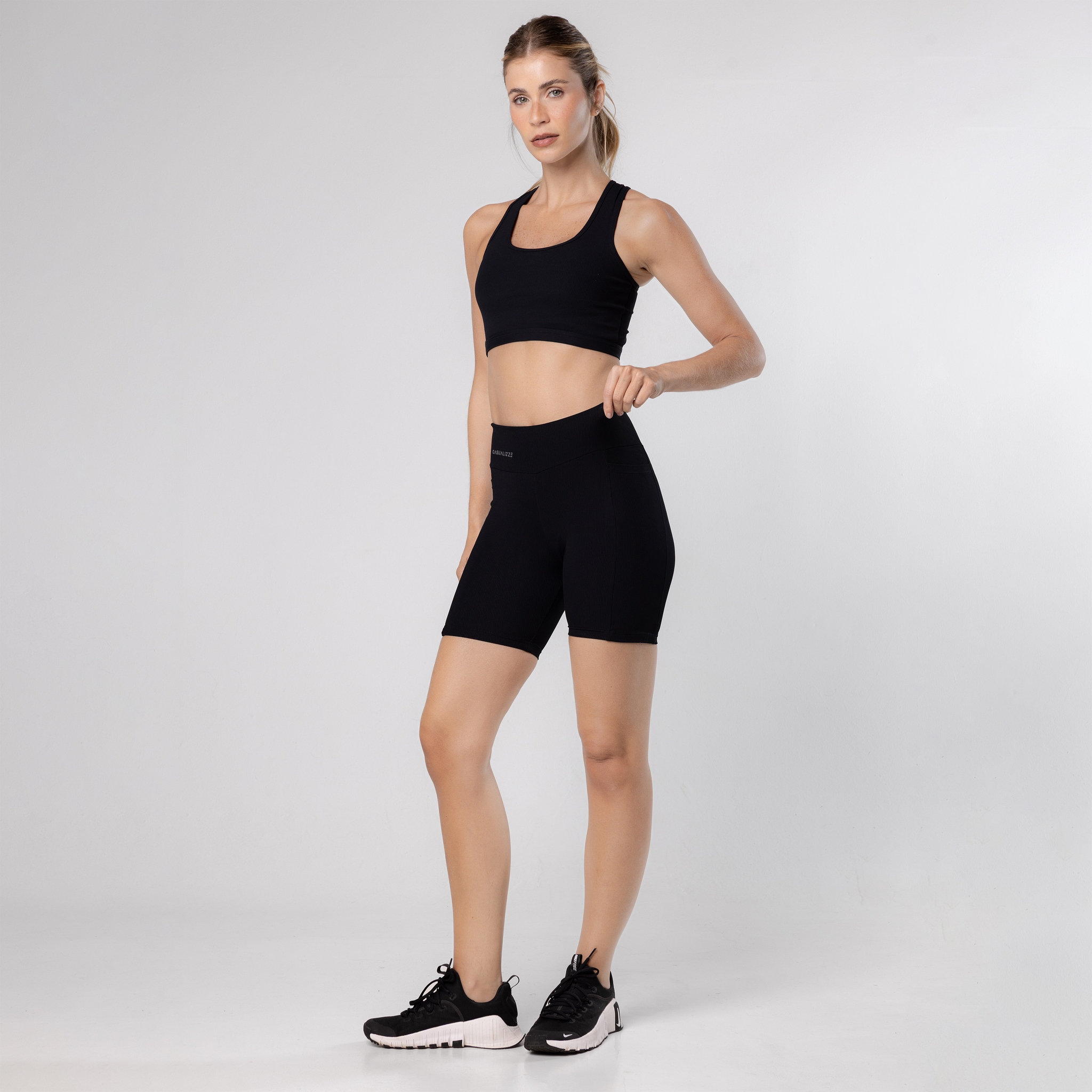 Short Feminino Academia Bolso Fitness Corrida