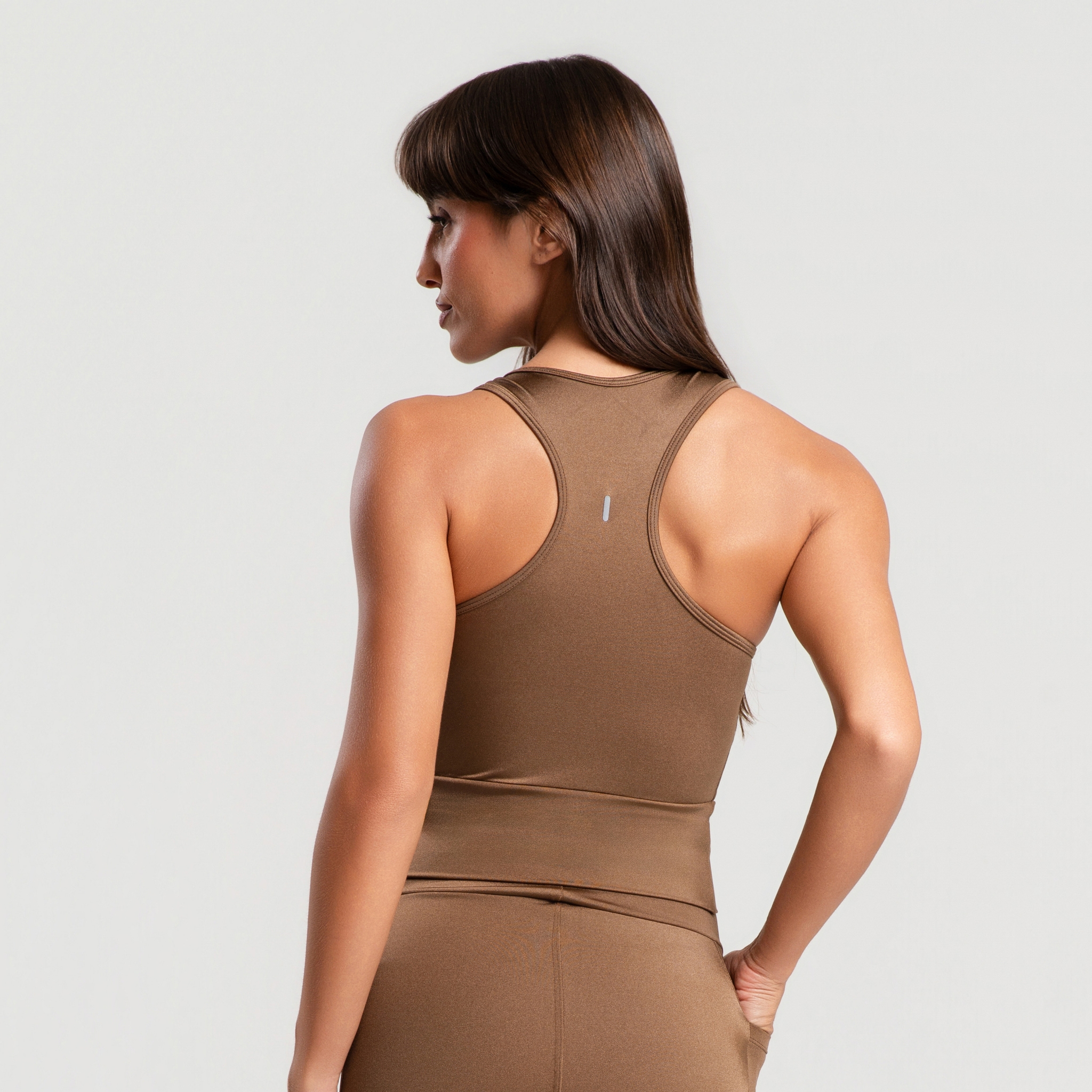 Top Corrida Bolso Feminino Fitness Cropped Longo Academia