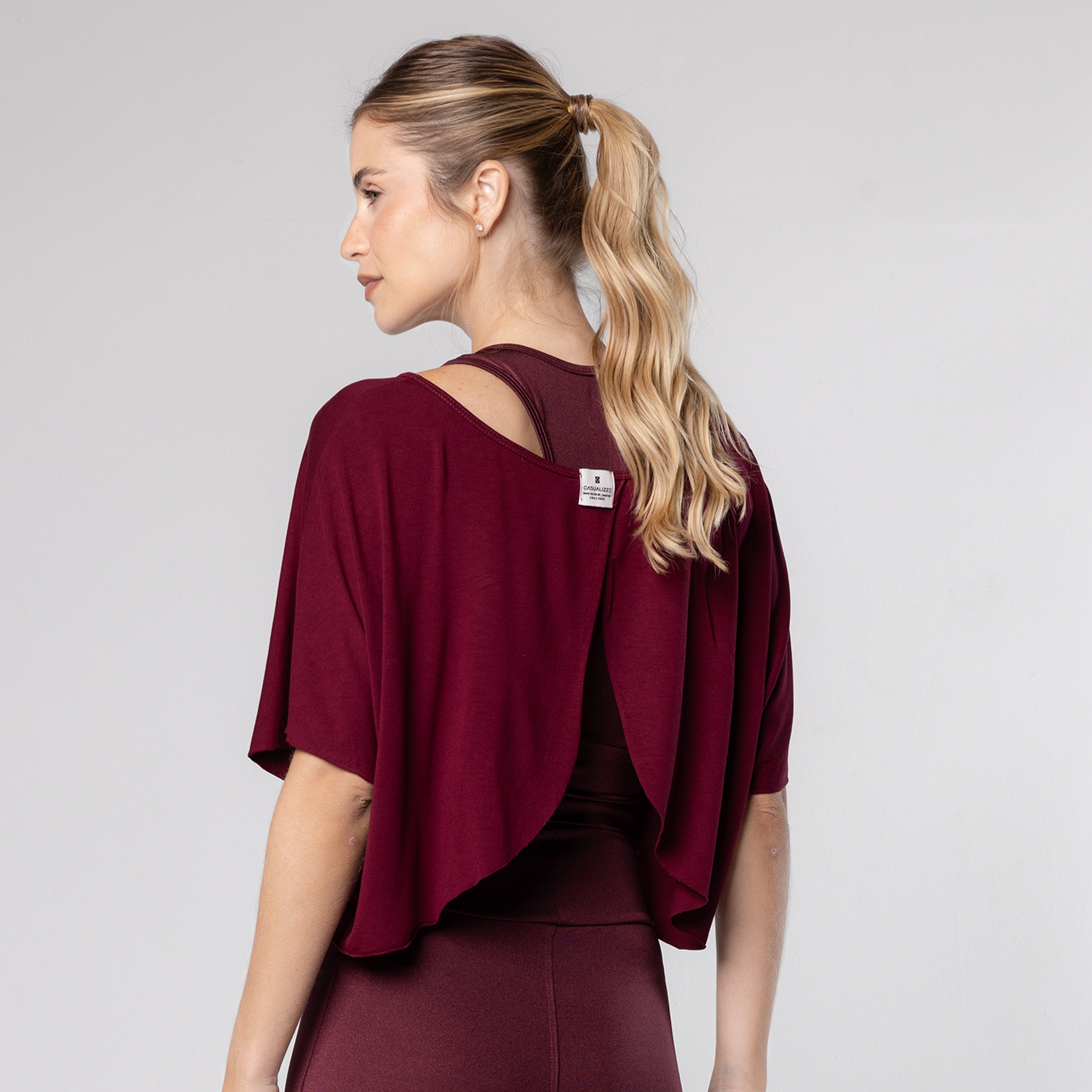 Blusa Viscose Transpassada Costas - Vinho Barolo P Blusa Viscose Transpassada Costas - Vinho Barolo P